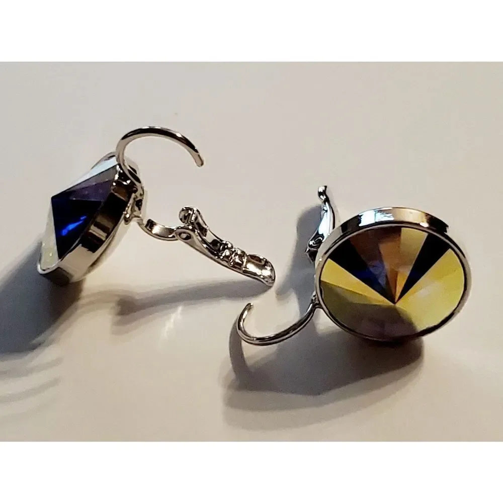NWT! Swarovski Element Earrings Disco White Psychedelic Hippie Dopamine PARTY‎